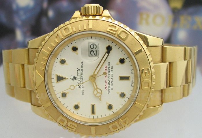 Buy Replica Rolex Yacht-Master Mens Watch: All Gold White Dial